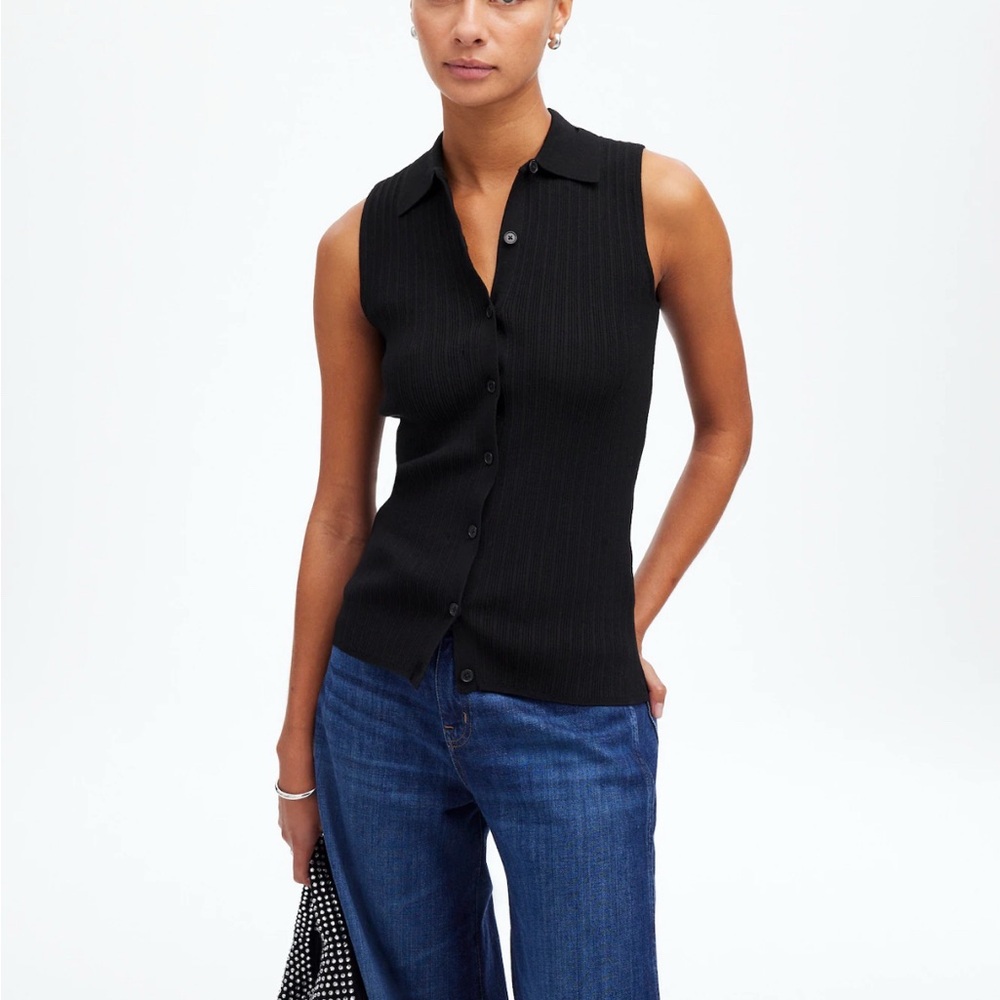 Madewell Ribbed Black Knit Vest